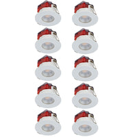 Luceco SFTF5W30/10 FType Spot Decorative LED Downlight 5W 515Lm 3000K Dimmable IP65 White Bezel - Flat (10 Pack)