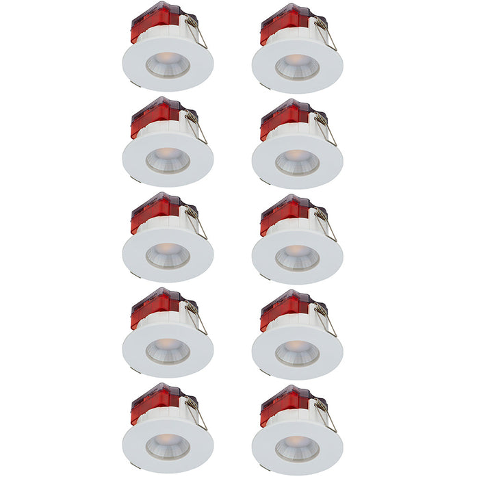 Luceco SFTF5W40/10 FType Spot Decorative LED Downlight 5W 550Lm 4000K Dimmable IP65 White Bezel - Flat (10 Pack)