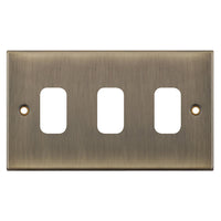 Selectric SGRID360-232 GRID360 5M 3 Aperture Modular Front Plate - Antique Brass
