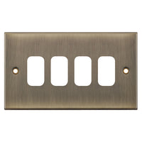 Selectric SGRID360-233 GRID360 5M 4 Aperture Modular Front Plate - Antique Brass