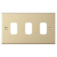Selectric SGRID360-239 GRID360 5M 3 Aperture Modular Front Plate - Satin Brass