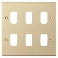 Selectric SGRID360-241 GRID360 5M 6 Aperture Modular Front Plate - Satin Brass