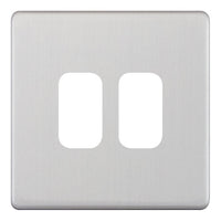Selectric SGRID360-252 GRID360 5M-PLUS Screwless 2 Aperture Modular Front Plate - Satin Chrome