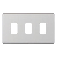 Selectric SGRID360-253 GRID360 5M-PLUS Screwless 3 Aperture Modular Front Plate - Satin Chrome