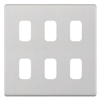 Selectric SGRID360-255 GRID360 5M-PLUS Screwless 6 Aperture Modular Front Plate - Satin Chrome