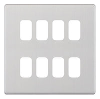 Selectric SGRID360-256 GRID360 5M-PLUS Screwless 8 Aperture Modular Front Plate - Satin Chrome