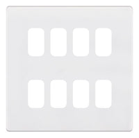 Selectric SGRID360-270 GRID360 5M-PLUS Screwless 8 Aperture Modular Front Plate - Matt White
