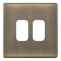 Selectric SGRID360-428 GRID360 5M-PLUS Screwless 2 Aperture Modular Front Plate - Antique Brass