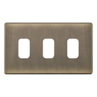 Selectric SGRID360-429 GRID360 5M-PLUS Screwless 3 Aperture Modular Front Plate - Antique Brass