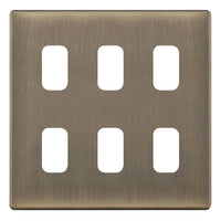 Selectric SGRID360-431 GRID360 5M-PLUS Screwless 6 Aperture Modular Front Plate - Antique Brass
