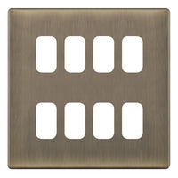 Selectric SGRID360-432 GRID360 5M-PLUS Screwless 8 Aperture Modular Front Plate - Antique Brass
