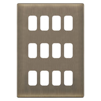 Selectric SGRID360-433 GRID360 5M-PLUS Screwless 12 Aperture Modular Front Plate - Antique Brass