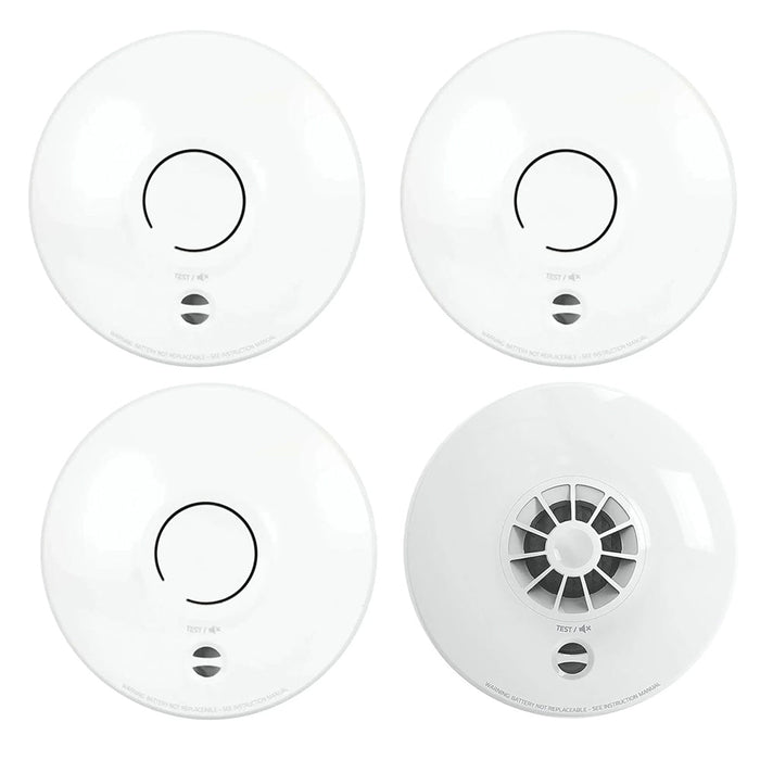 FireAngel Mains Powered SM-SN-1 3x Multi-Sensor Smoke & HM-SN-1 1x Heat Alarm with 10Yr Battery Lithium Back-up