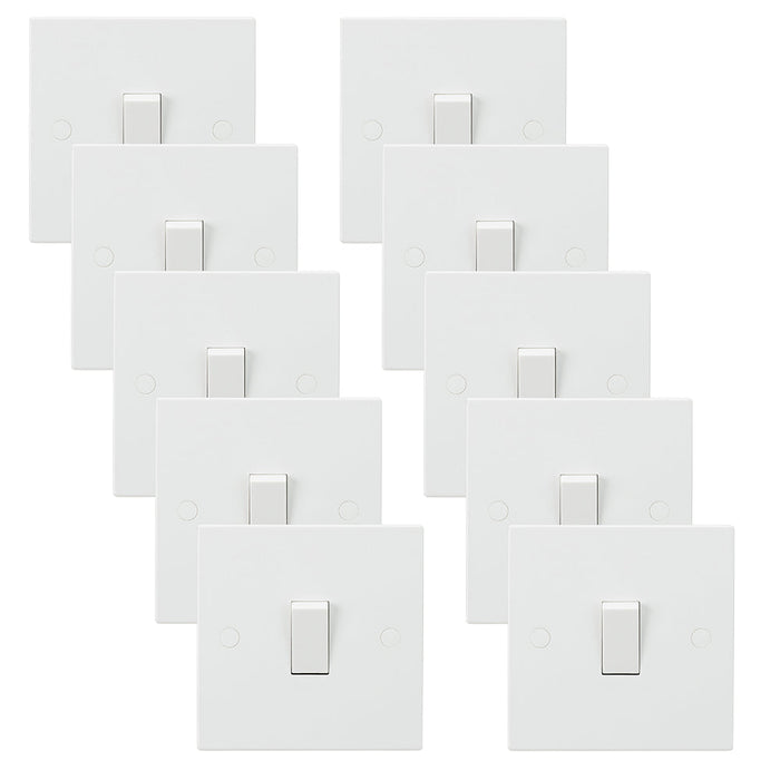 Knightsbridge SN2000x10 White Square Edge 10AX 1G 2-Way Switch (10 Pack)