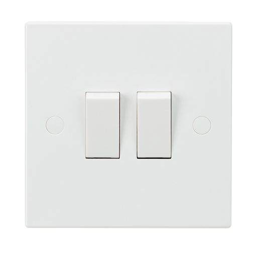 Knightsbridge SN3000 White Square Edge 10AX 2G 2-Way Switch - westbasedirect.com