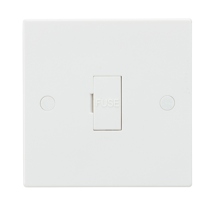 Knightsbridge SN6000-3A White Square Edge 13A Fused Spur Unit + 3A Fuse Fitted - westbasedirect.com