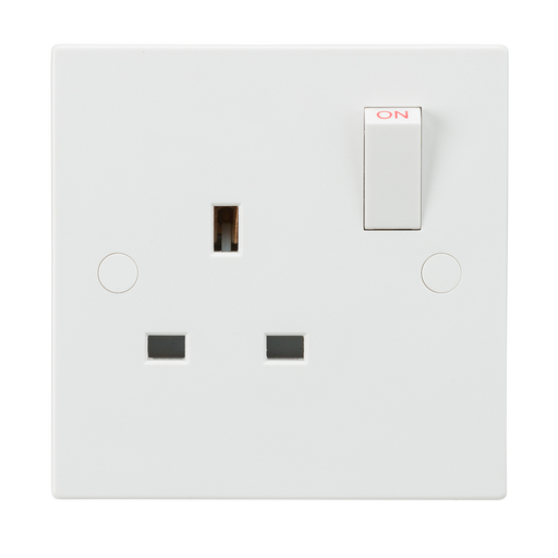 Knightsbridge SN7000S White Square Edge 13A 1G SP Switched Socket - westbasedirect.com