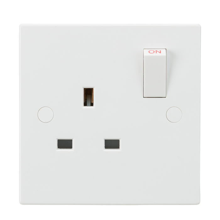 Knightsbridge SN7000 White Square Edge 13A 1G DP Switched Socket - westbasedirect.com