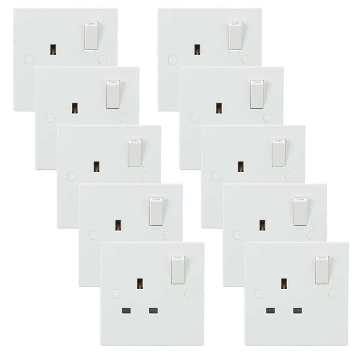 Knightsbridge SN7000x10 White Square Edge 13A 1G DP Switched Socket (10 Pack)