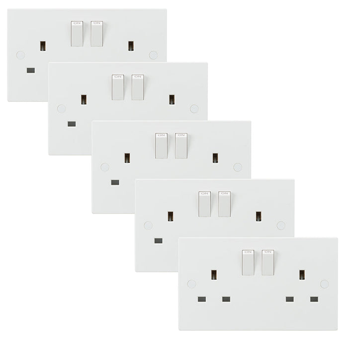 Knightsbridge SN9000x5 White Square Edge 13A 2G DP Switched Socket (5 Pack)