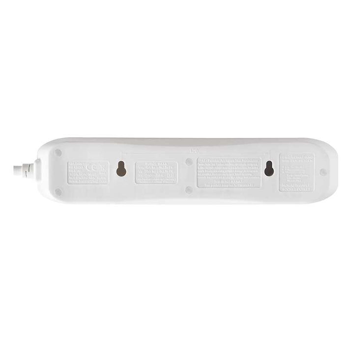 Masterplug 4 Socket 4m 13A Surge Extension Lead White - westbasedirect.com