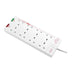 Masterplug 8 Socket 2m 13A Surge Extension Lead White - westbasedirect.com