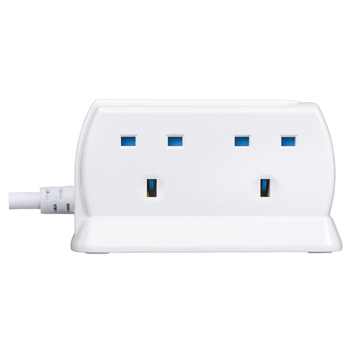 Masterplug 4 Socket 2m 13A + 2x3.1A USB Switched Surge Compact Extension Lead Gloss White - westbasedirect.com