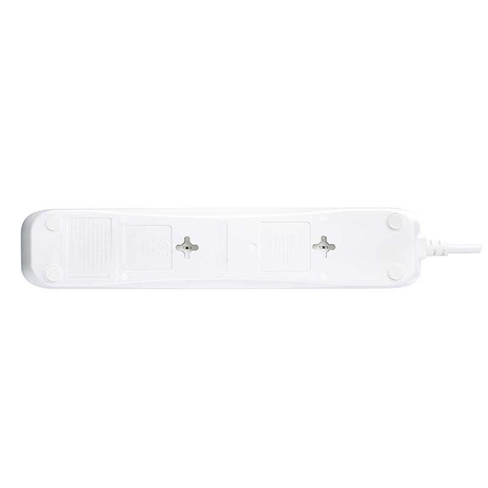 Masterplug 4 Socket 2m 13A + 2xUSB Switched Surge Extension Lead Gloss White - westbasedirect.com