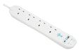 Masterplug SRGUAC1044N 4 Socket 4m 13A Surge Extension Lead + USB A+C White - westbasedirect.com