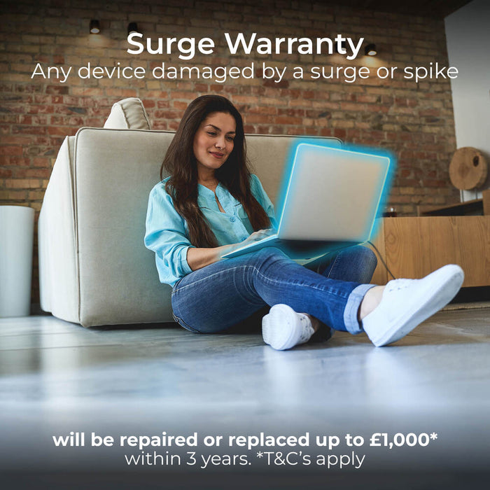 Masterplug SRGUAC1044N 4 Socket 4m 13A Surge Extension Lead + USB A+C White - westbasedirect.com