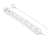 Masterplug SRGUAC106210N 6 Socket 2m 13A Surge Extension Lead + USB A+C White - westbasedirect.com
