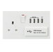 Knightsbridge ST7USB4 White Square Edge 13A Switched Socket + 4xUSB 5V DC 5.1A - westbasedirect.com