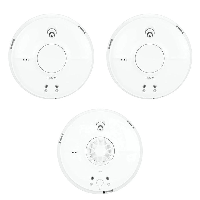 FireAngel Mains Powered SW1-PF-T 2x Optical Smoke & HW1-PF-T 1x Heat Alarm with Replaceable 9V Battery Back-up