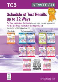 Kewtech TC5 Schedule of Test Results Upto 12 Ways (Single Phase)