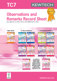 Kewtech TC7 Observation Record Sheet 40pgs