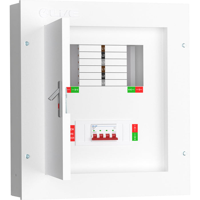 LIVE Electrical TPN04-125 4 Way TP&N Distribution Board with 4 Pole 125A Main Switch Incomer