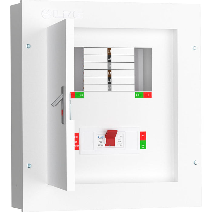 LIVE Electrical TPN04-250 4 Way TP&N Distribution Board with 3 Pole 250A Main Switch Incomer