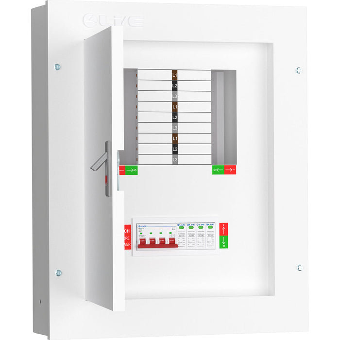 LIVE Electrical TPN06-125S TPN06-125S 6 Way TP&N Distribution Board with 4 Pole 125A Main Switch Incomer & 20/40kA DP SPD