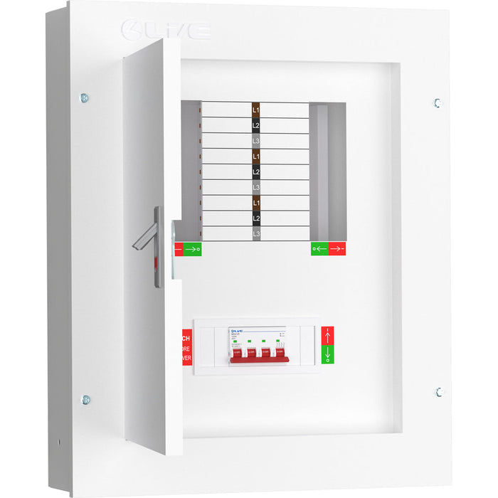 LIVE Electrical TPN06-125 6 Way TP&N Distribution Board with 4 Pole 125A Main Switch Incomer