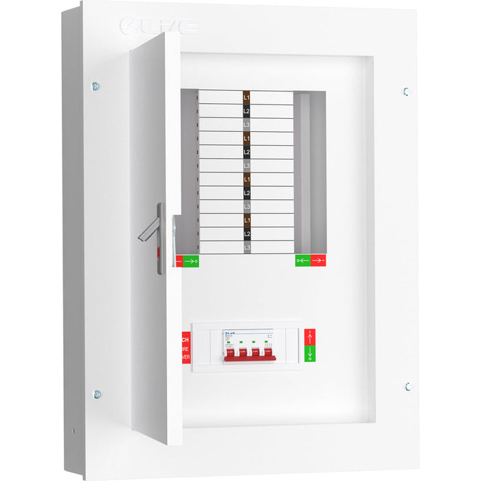 LIVE Electrical TPN08-125 8 Way TP&N Distribution Board with 4 Pole 125A Main Switch Incomer