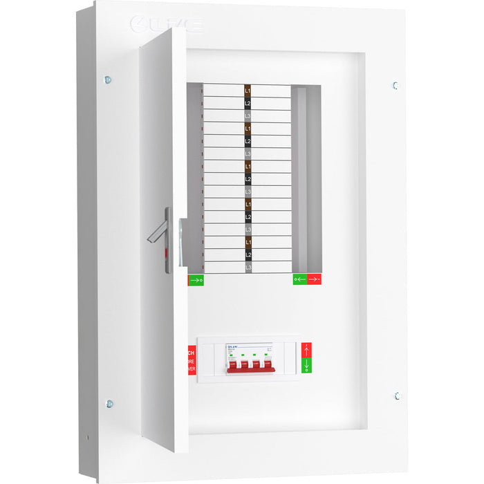 LIVE Electrical TPN10-125 10 Way TP&N Distribution Board with 4 Pole 125A Main Switch Incomer