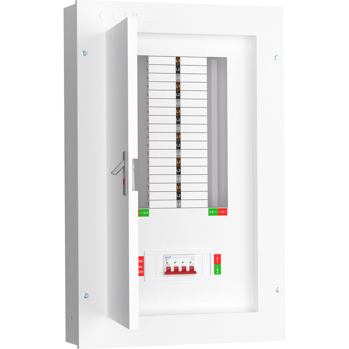 LIVE Electrical TPN12-125 12 Way TP&N Distribution Board with 4 Pole 125A Main Switch Incomer