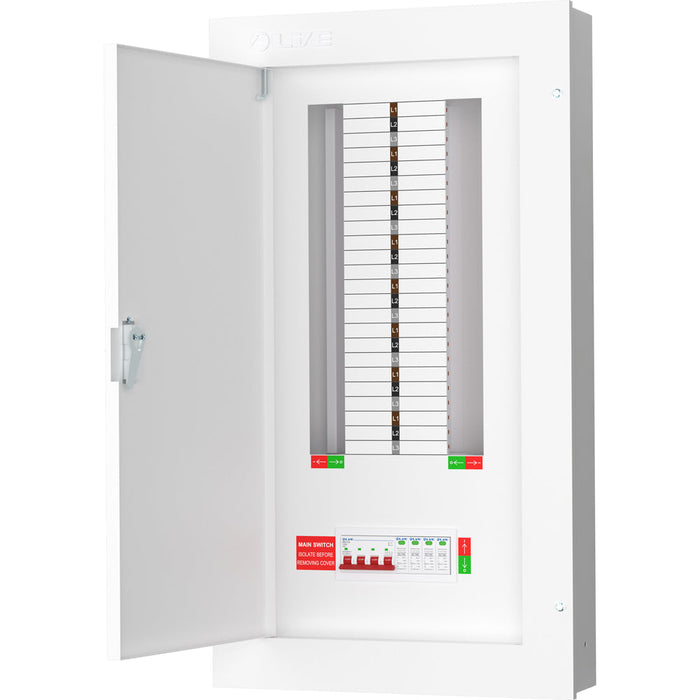 LIVE Electrical TPN16-125S TPN16-125S 16 Way TP&N Distribution Board with 4 Pole 125A Main Switch Incomer & 20/40kA DP SPD