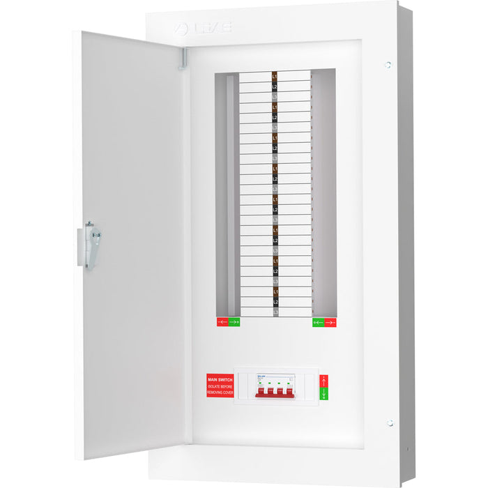 LIVE Electrical TPN16-125 16 Way TP&N Distribution Board with 4 Pole 125A Main Switch Incomer