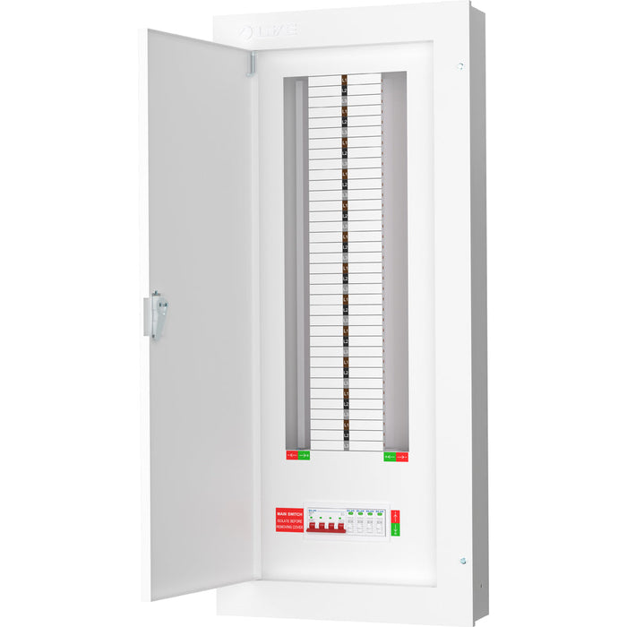 LIVE Electrical TPN24-125S TPN24-125S 24 Way TP&N Distribution Board with 4 Pole 125A Main Switch Incomer & 20/40kA DP SPD
