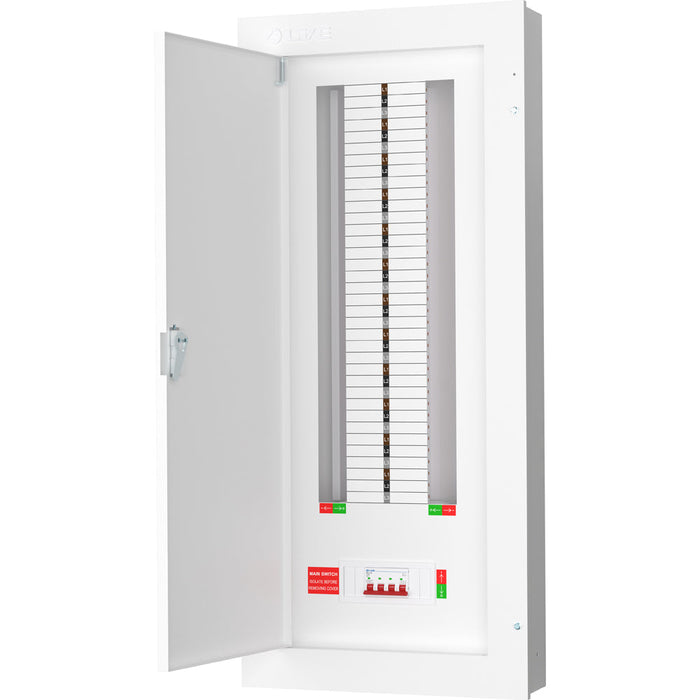 LIVE Electrical TPN24-125 24 Way TP&N Distribution Board with 4 Pole 125A Main Switch Incomer