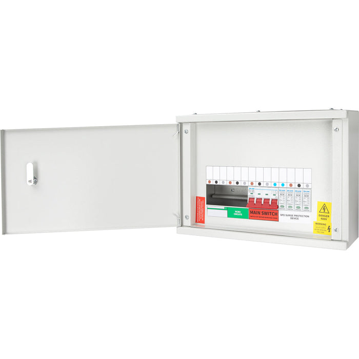 LIVE Electrical TPNH03-100S 3 Way Horizontal TPN Distribution Board c/w 100A 4P Switch Disconnector Incomer & 4P 20kA/40kA T2 SPD