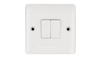 Deta Vimark VP1204 Pro White Moulded 2 Gang 2 Way 10AX Plate Switch