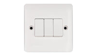 Deta Vimark VP1205 Pro White Moulded 3 Gang 2 Way 10AX Plate Switch