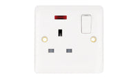 Deta Vimark VP1207DPN Pro White Moulded 1 Gang 13A Switched Socket DP with Neon